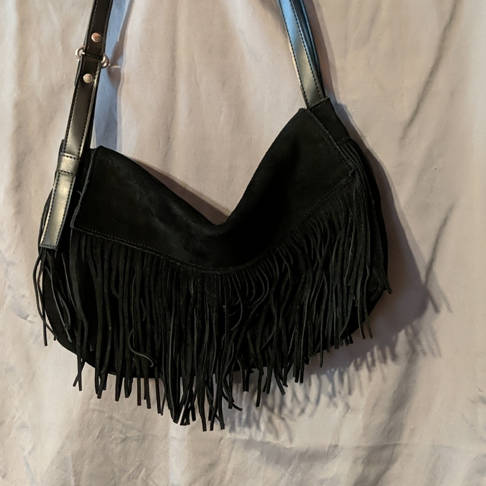 Black suede pocketbook